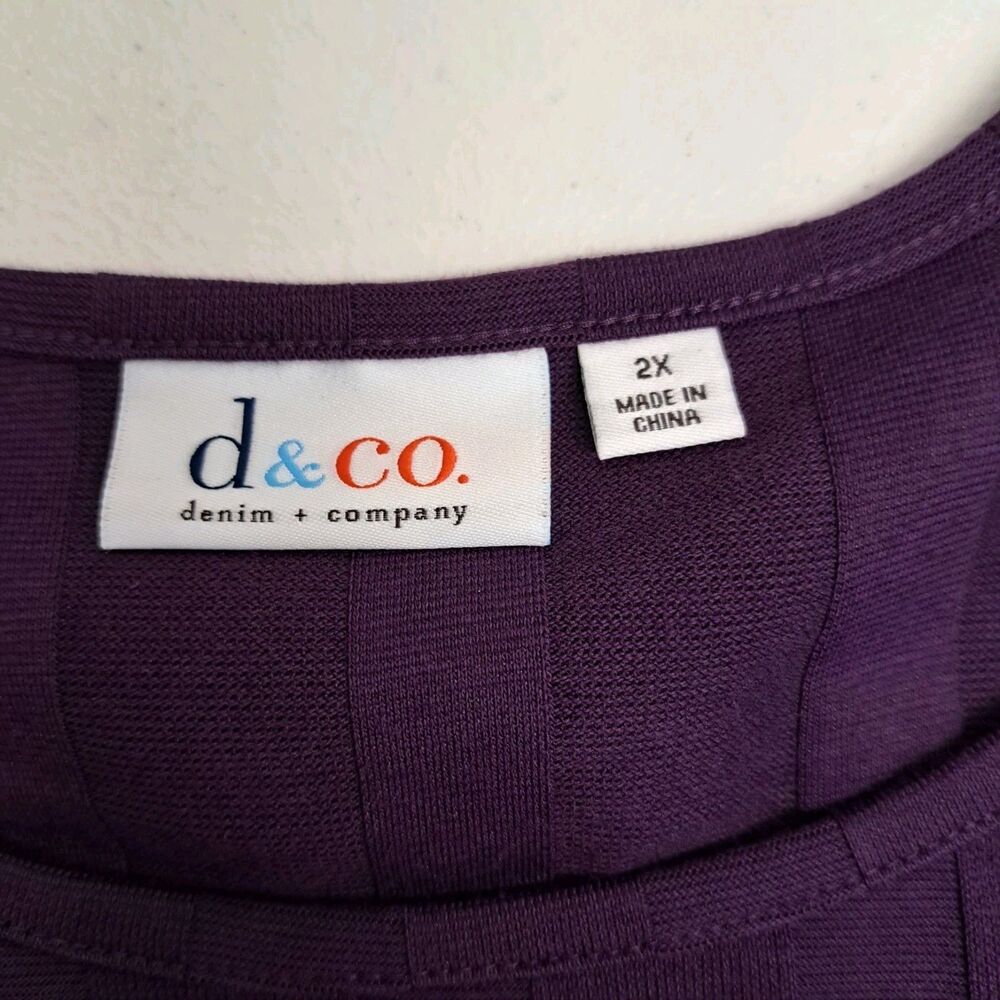 D&Co Plum Ribbed 3/4 Sleeve Top Women's 2XL - Picture 3 of 7